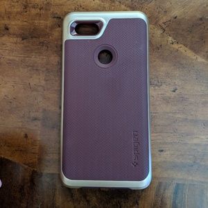 Pixel 3XL case Spigen Gold and Maroon